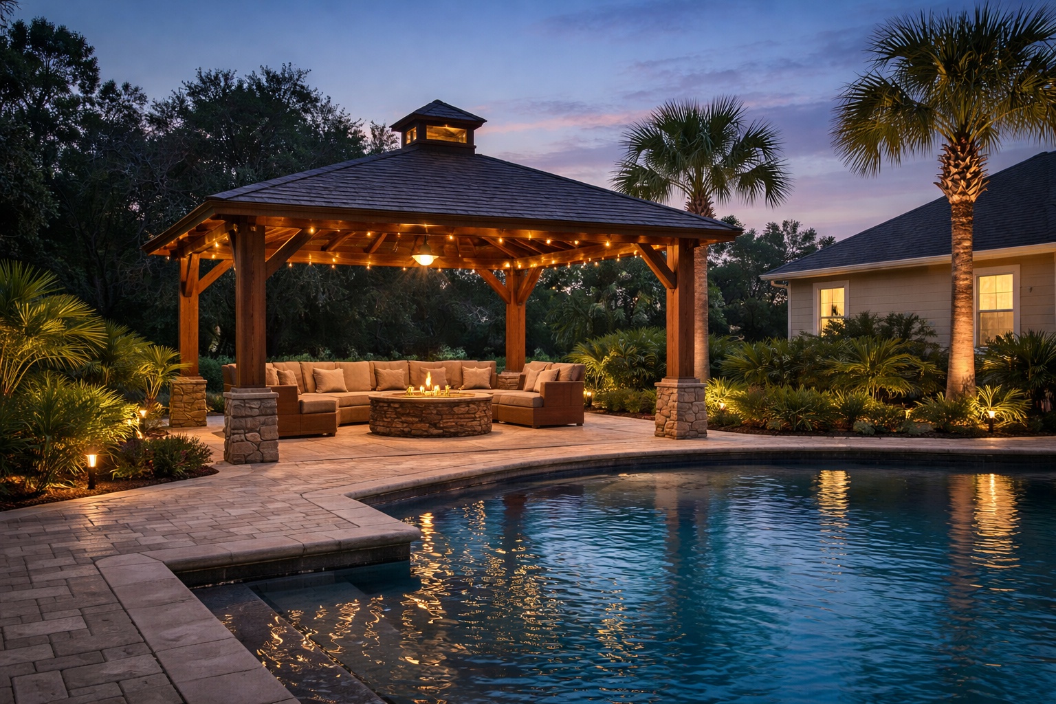 Poolside gazebo installation concept in Jacksonville FL