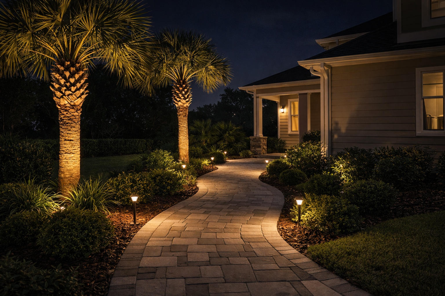 Walkway and landscape lighting concept in Jacksonville FL