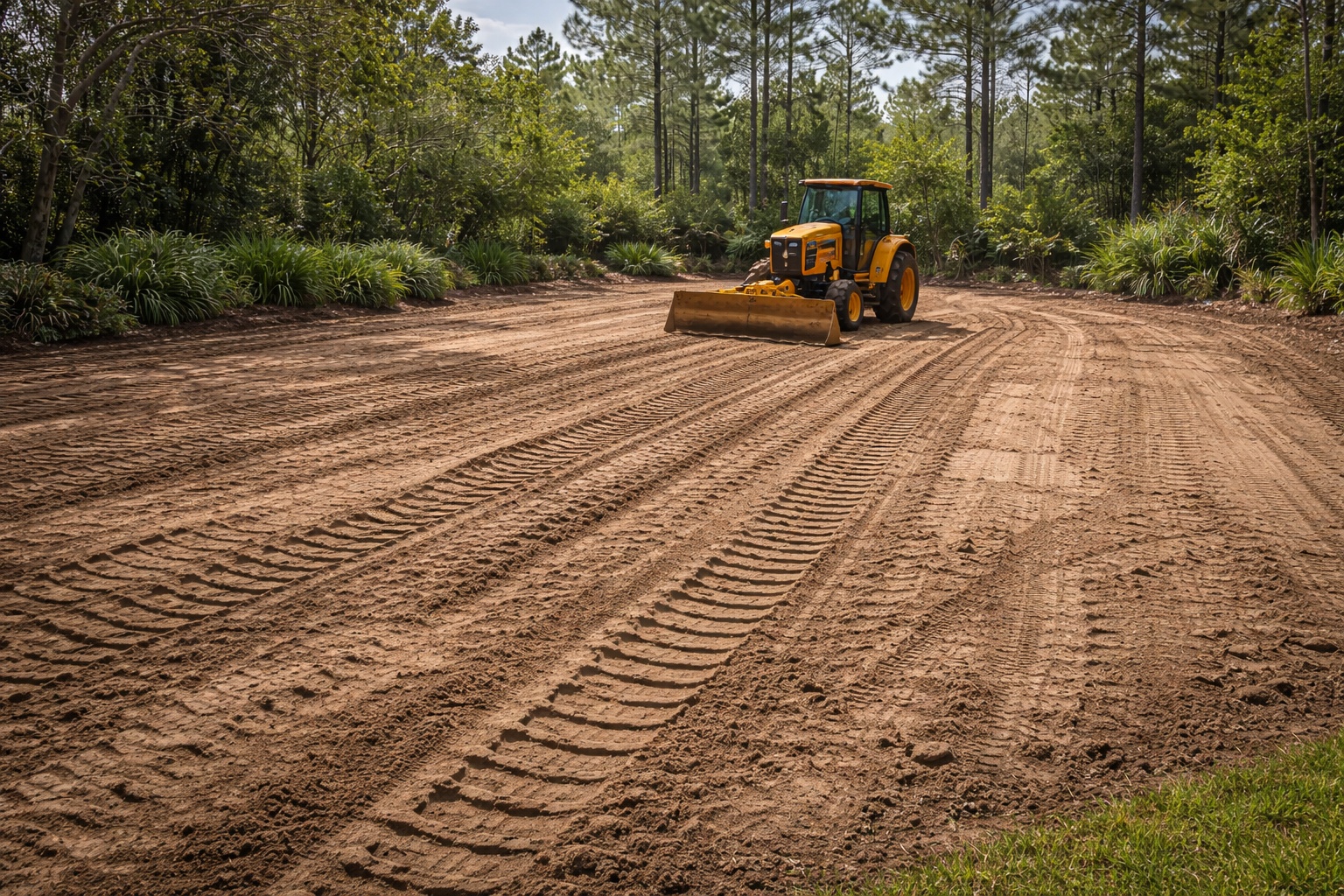 Land prep tractor work concept for North Florida outdoor project